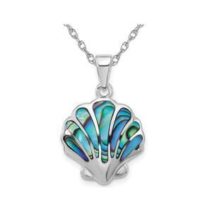 Sterling Silver Sea Shell Abalone Pendant Necklace with Chain